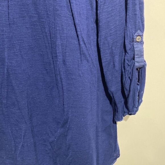 Nine West Jeans Women's Blue Floral Split Neck Rolltab 3/4 Sleeve Blouse Sz XXL - Picture 8 of 12